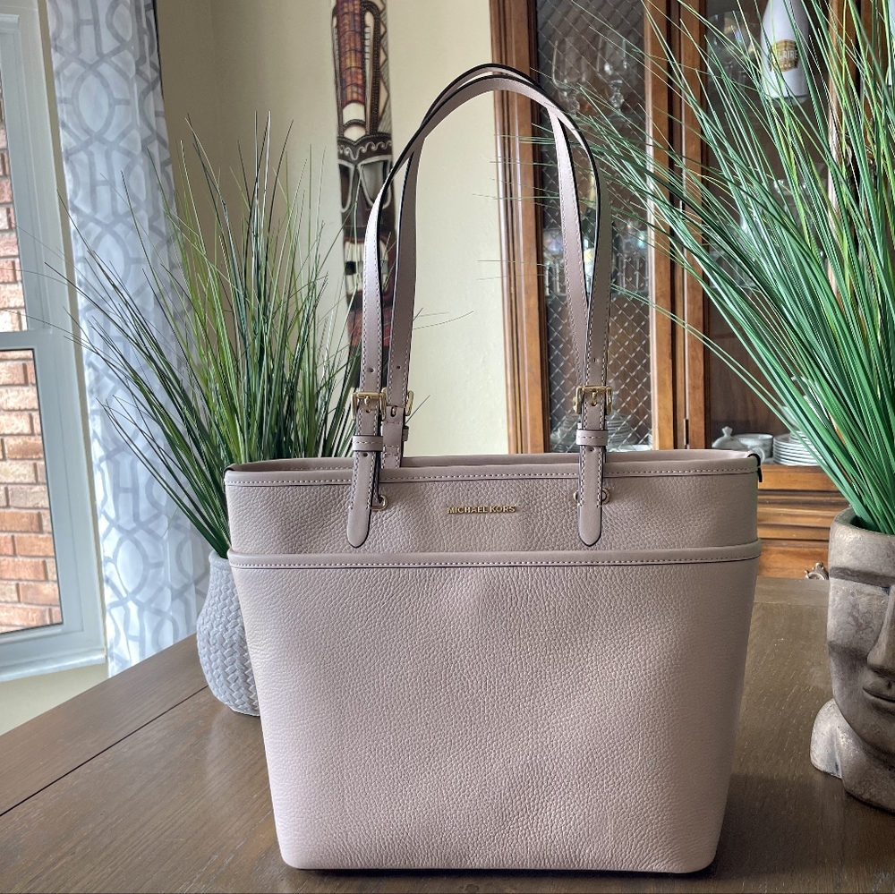 $228 Michael Kors WINSTON MD SOFT PINK TZ POCKET TOTE Bag MK Handbag Purse - Picture 1 of 10